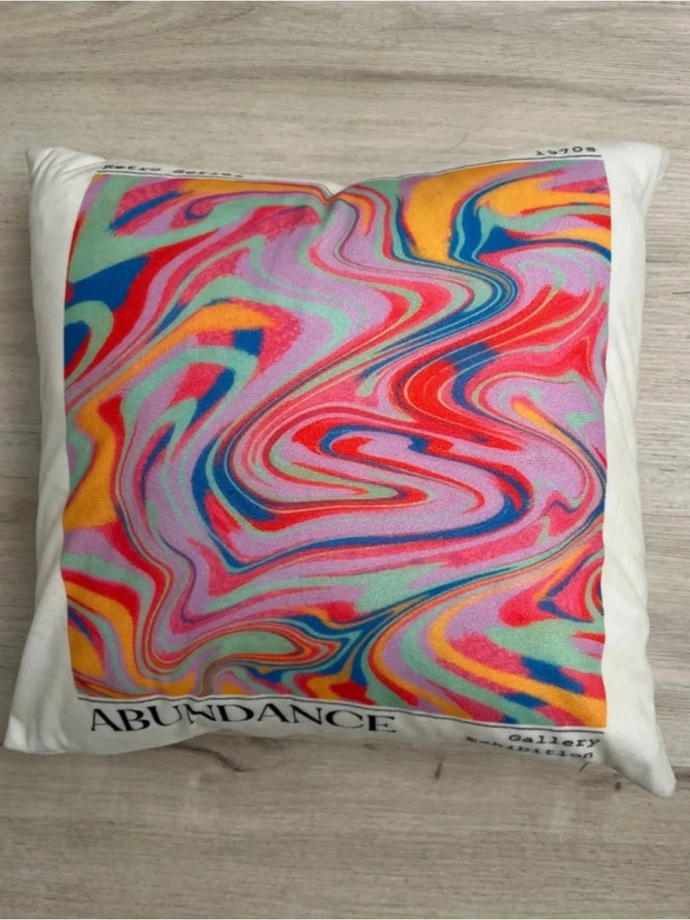 Retro design psychedelic pillow cover w/ West Elm feather pillow 18” x 18”